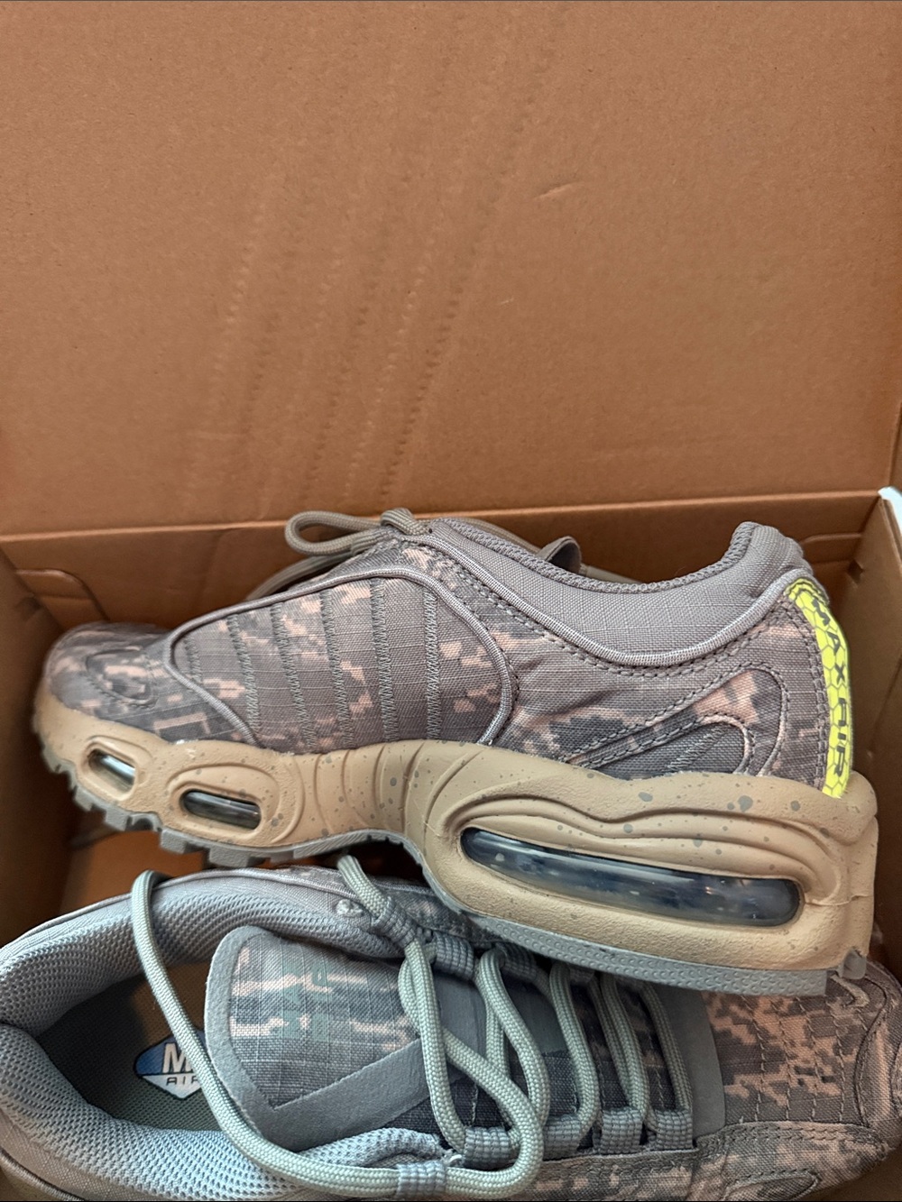 Nike max air Trail-Ready Athletic Sneakers in Gray and tan with neon